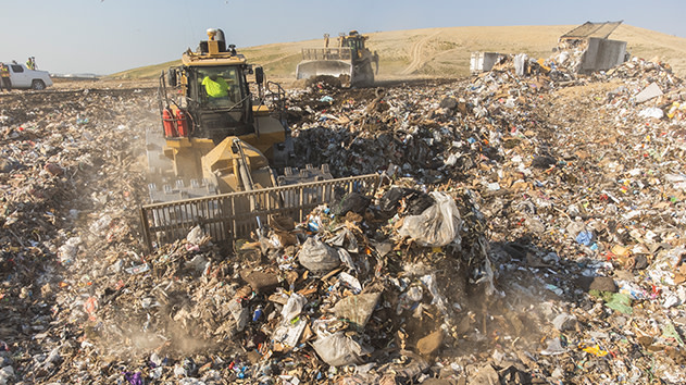 Landfill waste being managed and tracked with WorksOS software connecting survey data and volume calculations