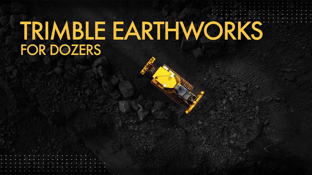 Dozer with Trimble Earthworks Grade Control working on rocky site