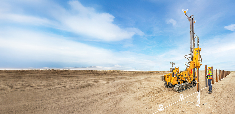 A piling machine with Trimble Groundworks technology performing precision piling
