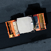 Aerial view of asphalt compactor using Trimble Roadworks Paving Control