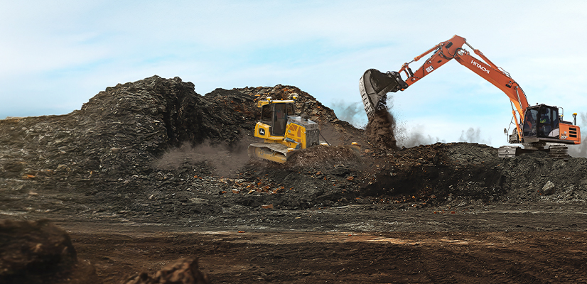 Trimble Earthworks Grade Control platform on dozer and excavator working on construction site