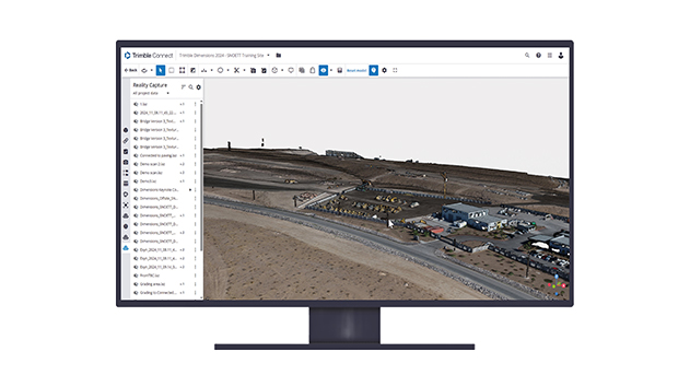 Desktop monitor displaying project data in a Trimble Connect 3D model
