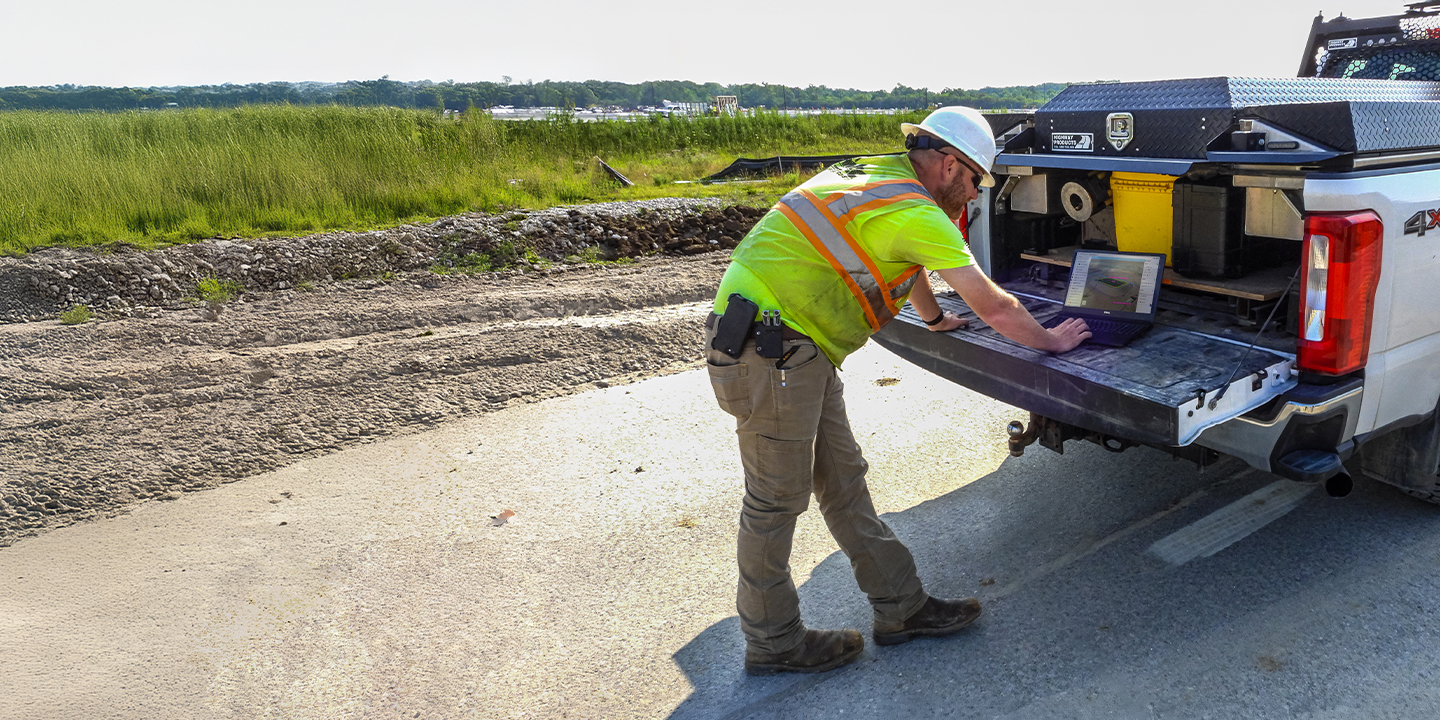 Earthmoving project utilizing the Trimble Earthworks Grade Control Platform and Trimble WorksManager software for field to office connectivity