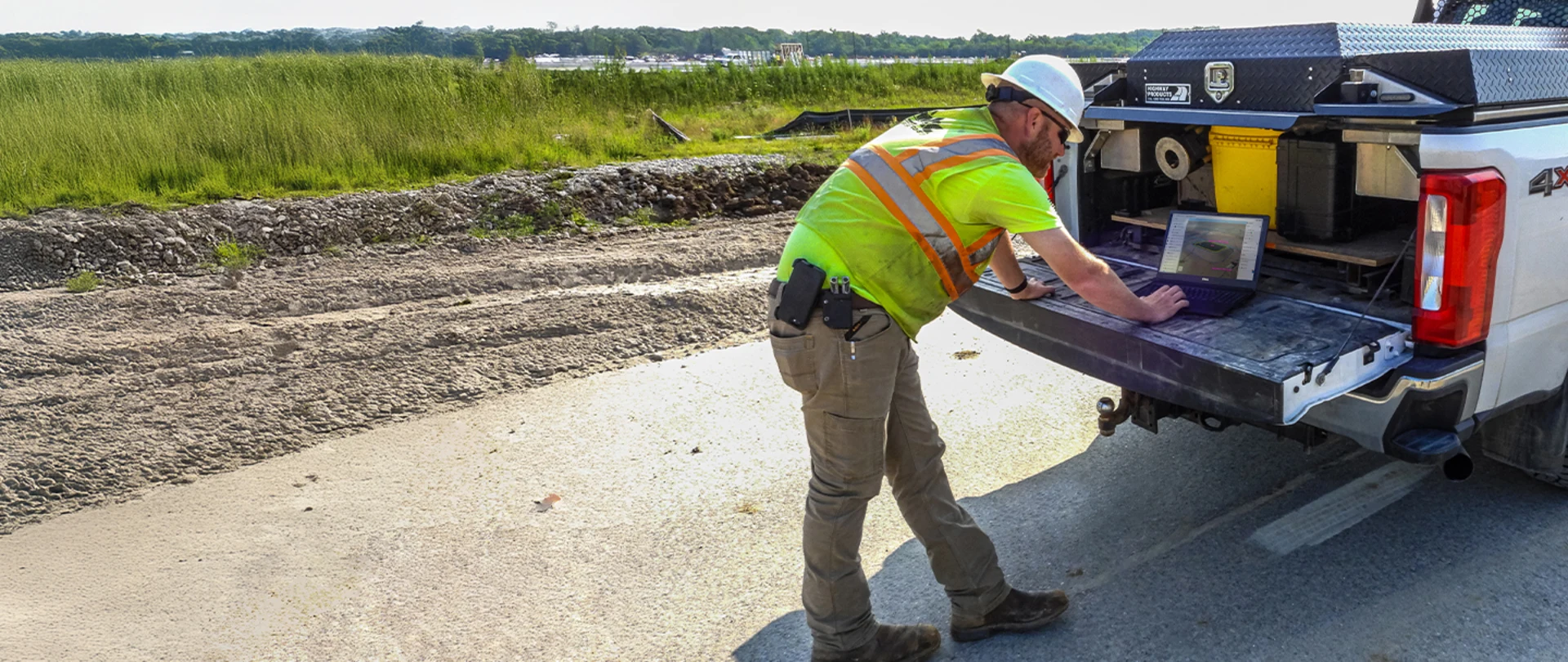 Earthmoving project utilizing the Trimble Earthworks Grade Control Platform and Trimble WorksManager software for field to office connectivity