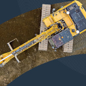 Aerial view of compact excavator