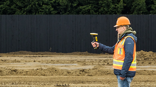 Trimble SiteVision augmented reality being used onsite to validate a visual proof against the completed work
