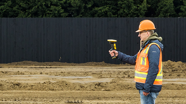 Trimble SiteVision augmented reality being used onsite to validate a visual proof against the completed work
