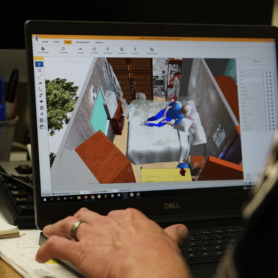 Trimble Forensics Reveal software being used for crime scene reconstruction
