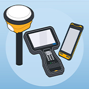 Illustration of Trimble SiteWorks components; GNSS smart antenna and data collectors