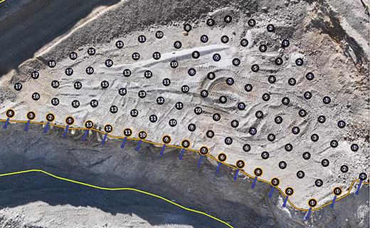 Trimble Mine Insights screen capture showing blast design information