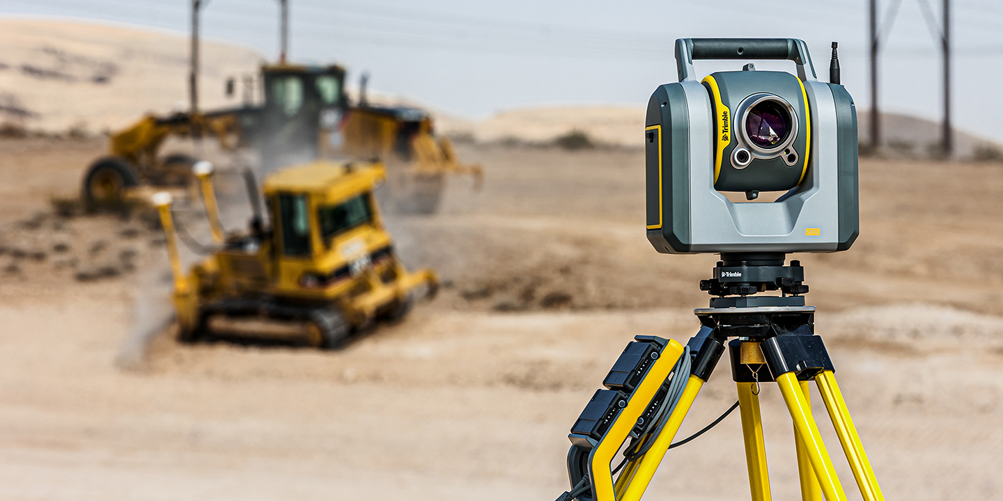 Trimble SX12 total station scanning data, images and point clouds on a construction site