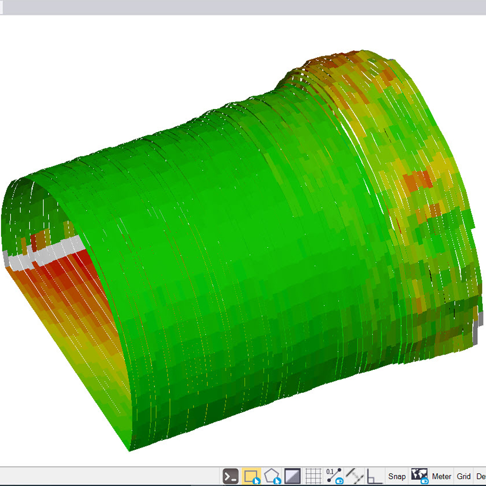 Trimble Business Center viewing a design of a tunnel