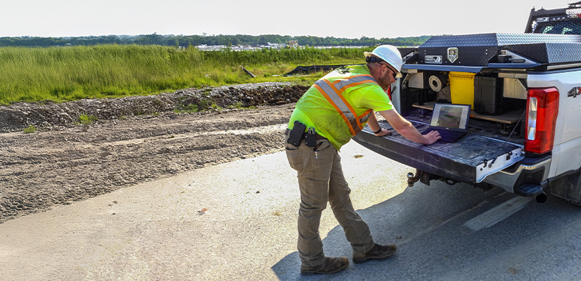 Earthmoving project utilizing the Trimble Earthworks Grade Control Platform and Trimble WorksManager software for field to office connectivity