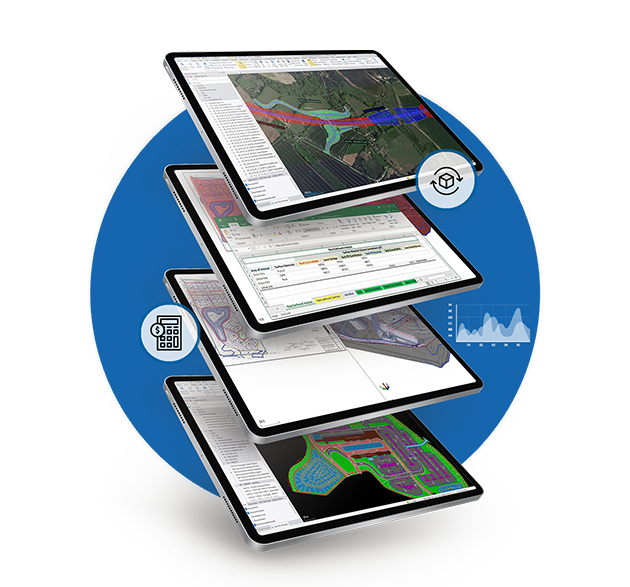 Trimble Business Center software tools for the creation of accurate, integrated 3D constructible models for construction surveying and machine control