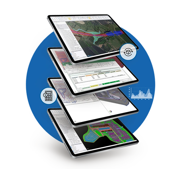 Trimble Business Center software tools for the creation of accurate, integrated 3D constructible models for construction surveying and machine control