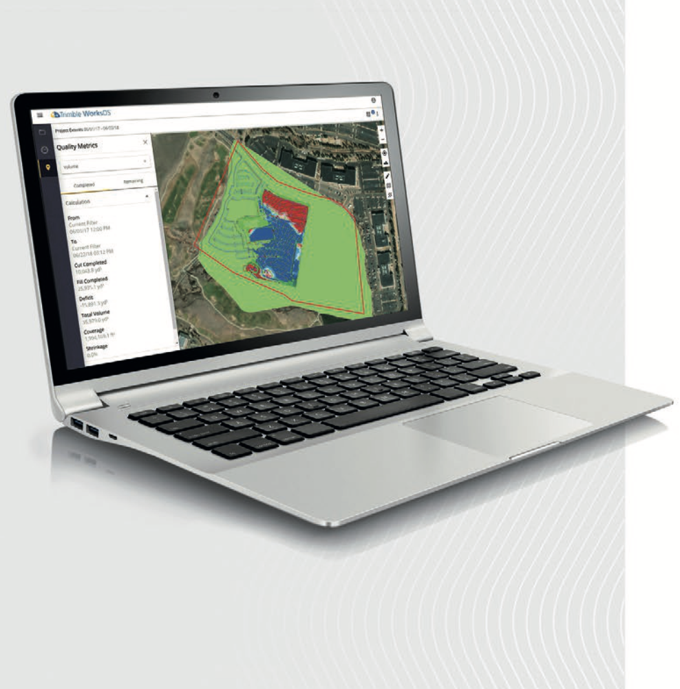 Trimble WorksOS software on a laptop