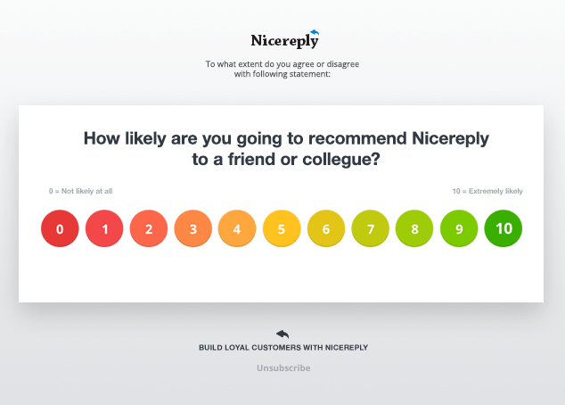 An NPS survey in survey software Nicereply