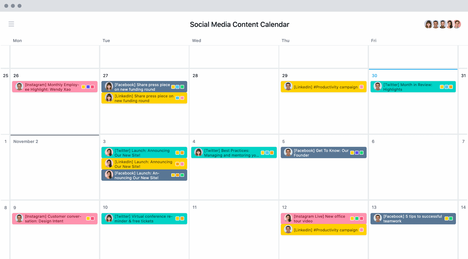 asana content calendar