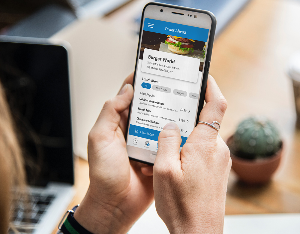 A mobile food order in TapMango’s branded mobile application