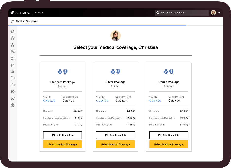 Employee self-service for benefits elections in Rippling