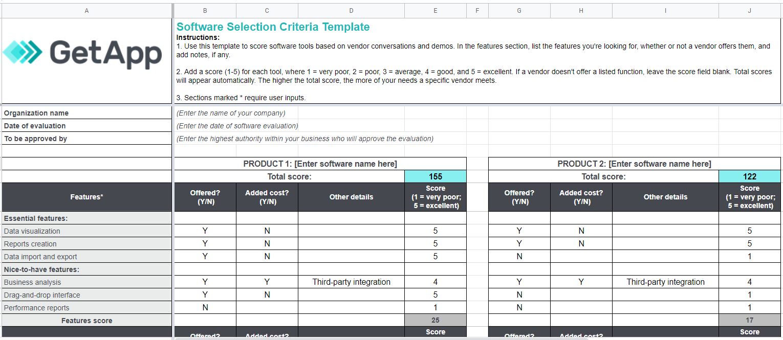 Software Selection Criteria Template To Choose the Right Software