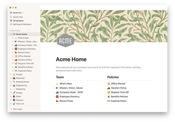 project management for creatives notion homepage