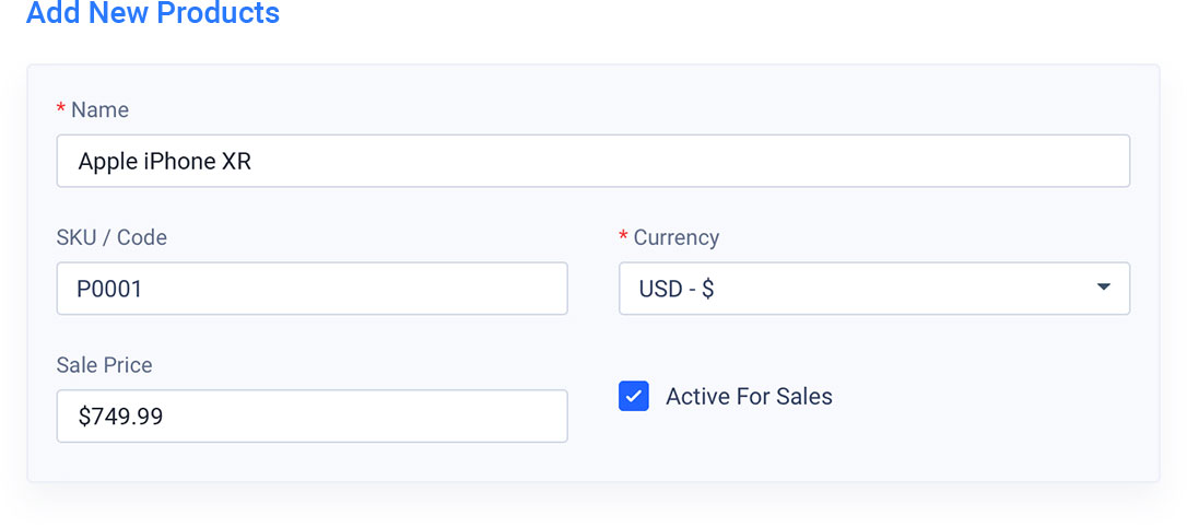 Inventorying products in Salesmate