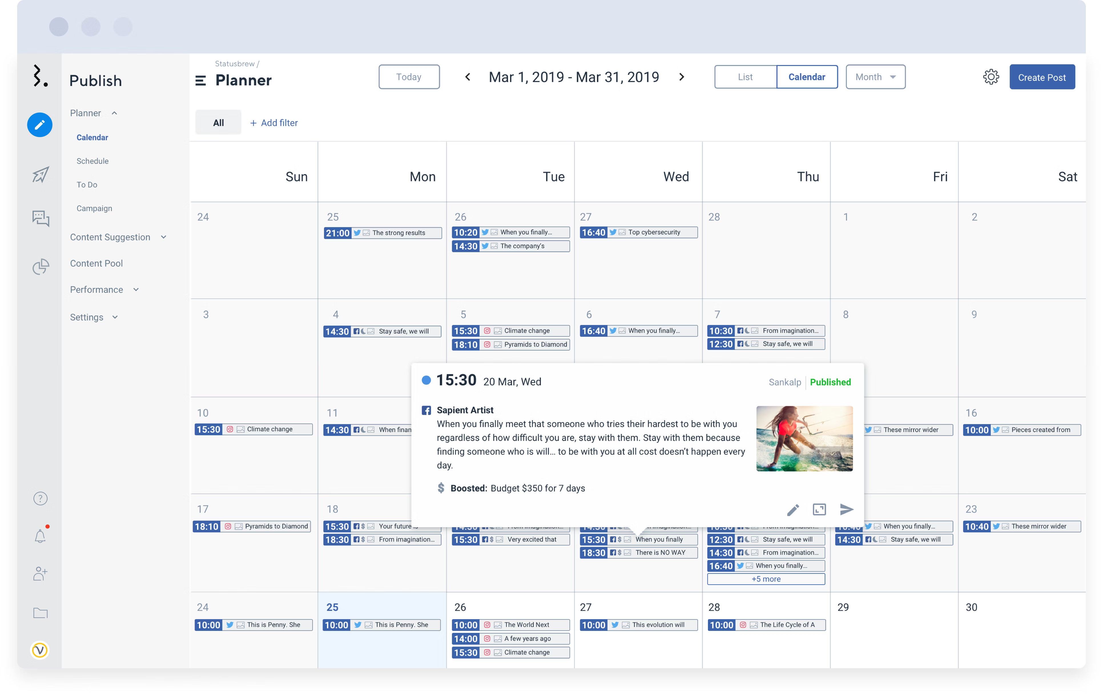 social content calendar