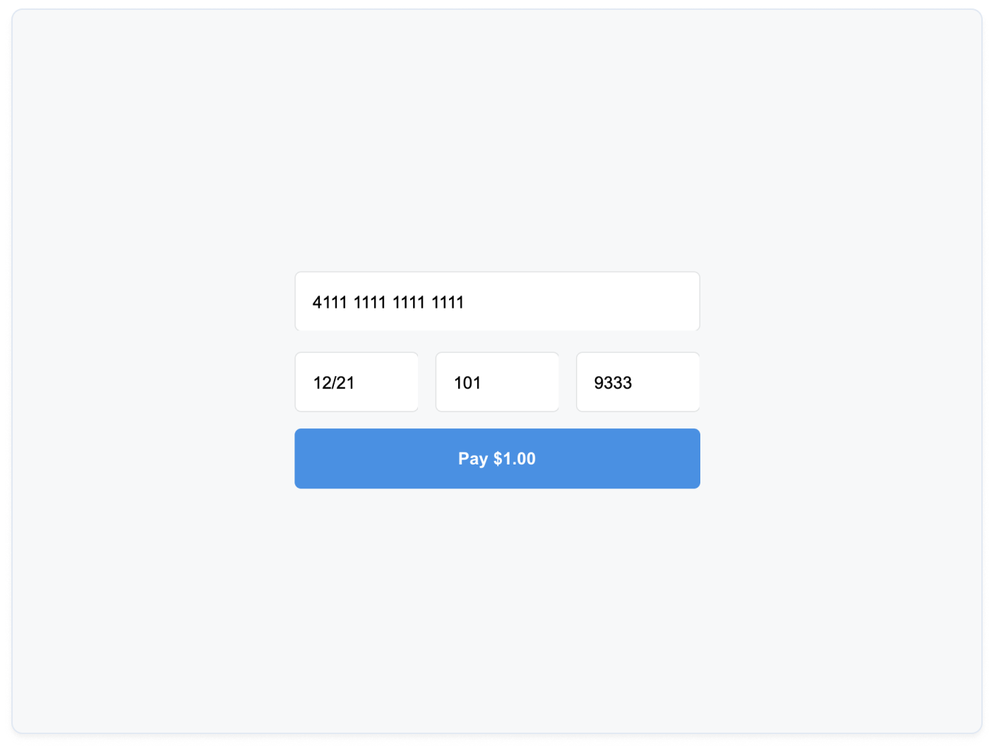 A graphic showing a basic form that only takes a credit card on a web page.