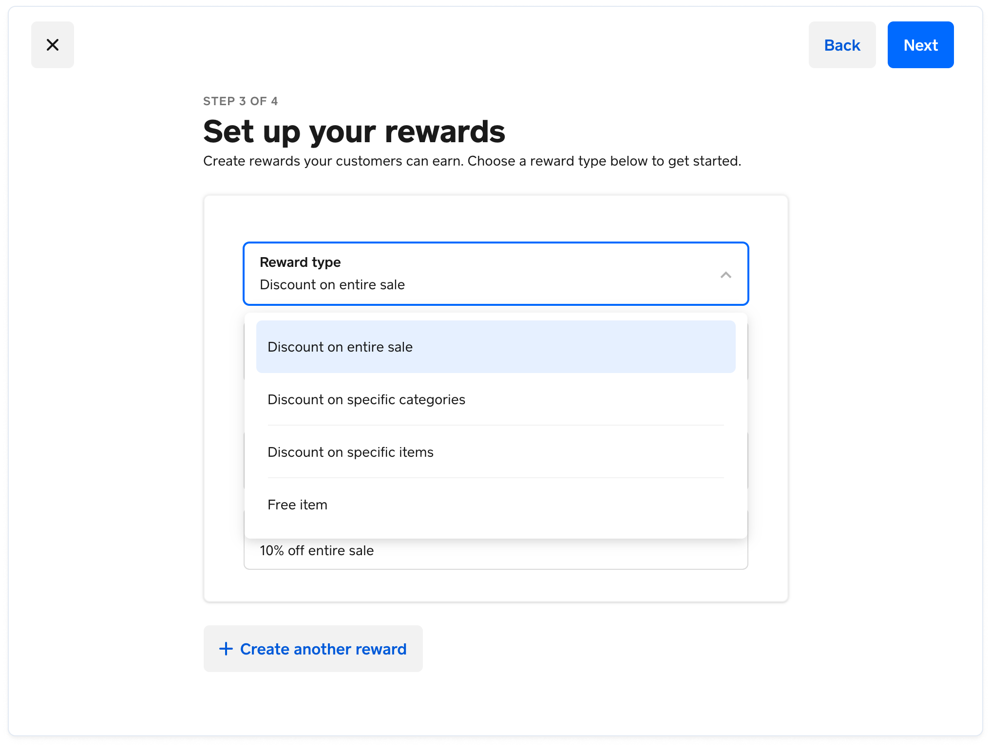 A screenshot showing how sellers can set up reward tiers.