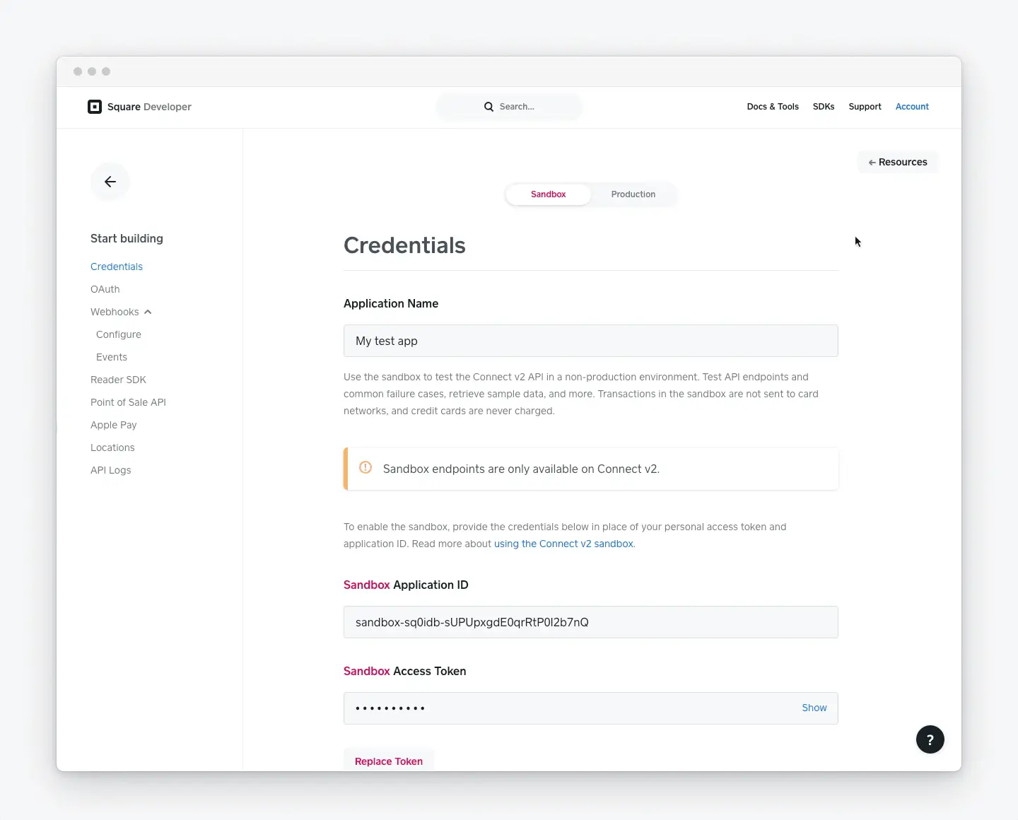 An animation showing the process for getting the Sandbox access token from the Developer Console.