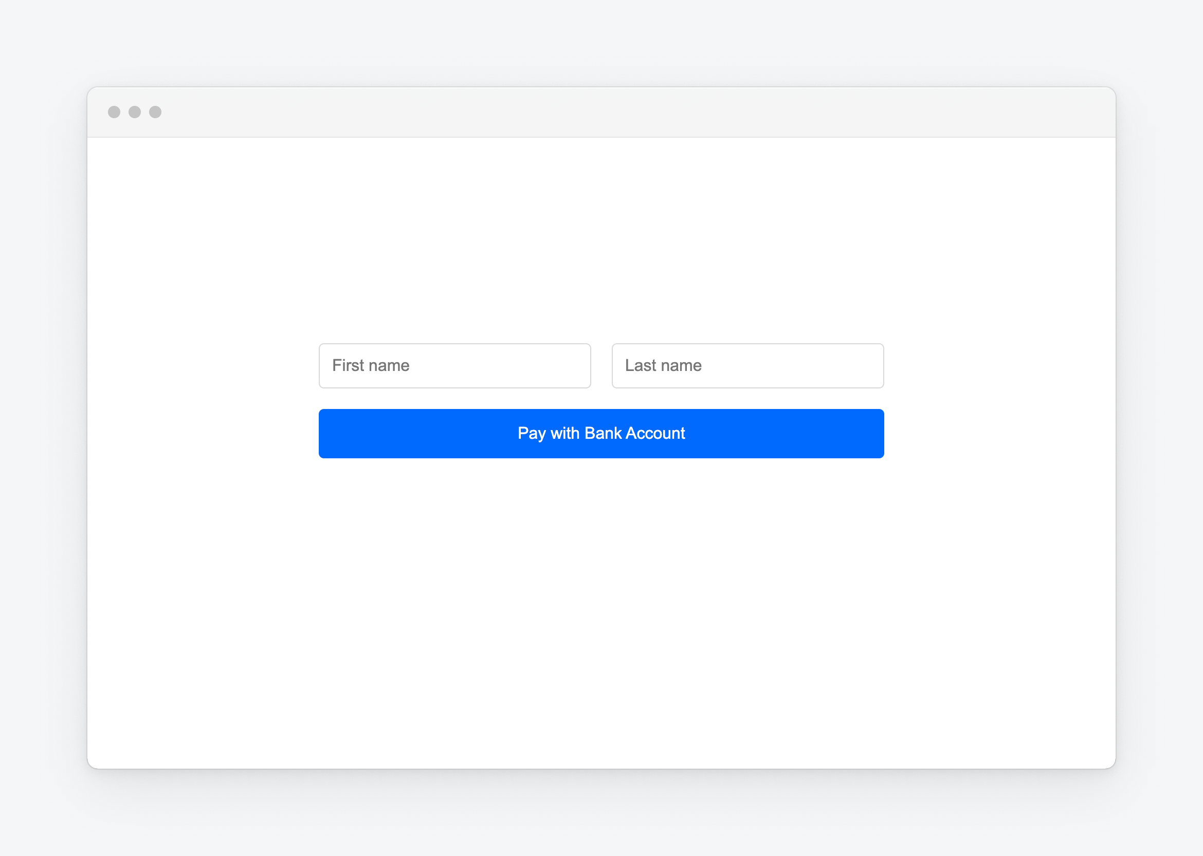 A graphic showing a typical buyer information input and the ACH Pay layout for Web Payments SDK integrations.