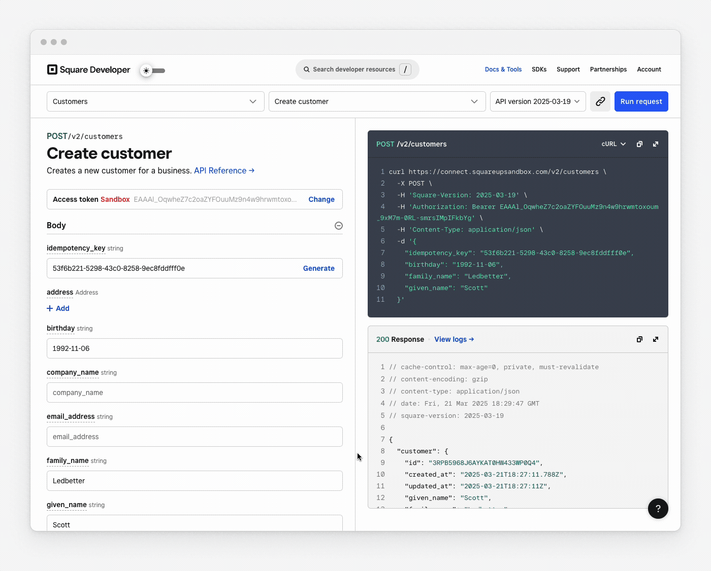An animation showing integrated documentation features of API Explorer.