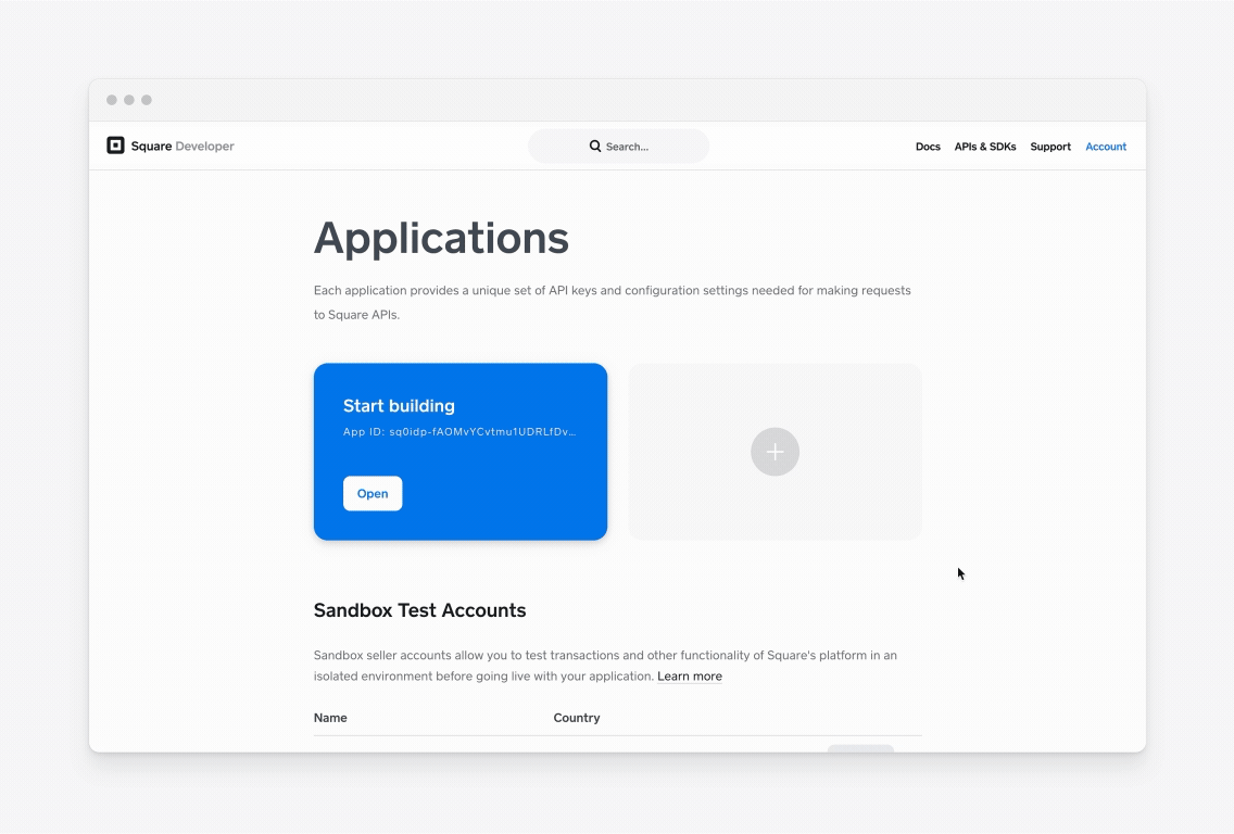 An animation showing how to open the Square Dashboard and verify a transaction from the Developer Console.