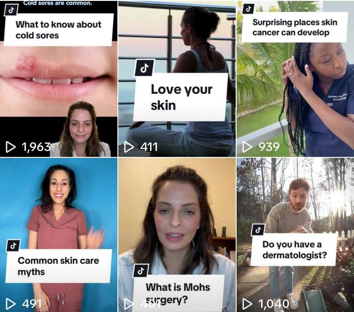Image of TikTok posts for Your Dermatologist Knows February 2024