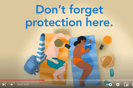 Card art for Educating the public — The Academy is getting the word out on the dangers of skin cancer