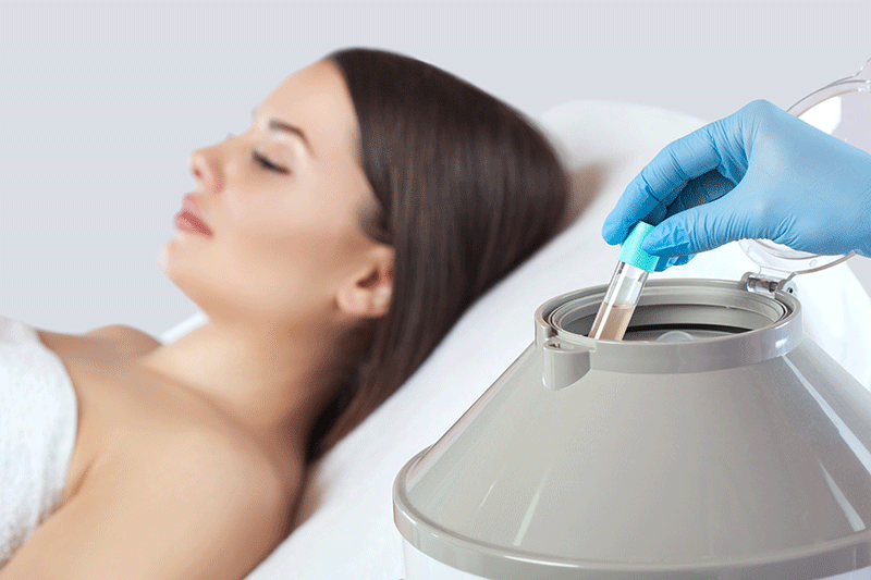 Woman receiving platelet-rich plasma therapy