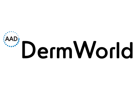 DermWorld logo for an article about print advertising