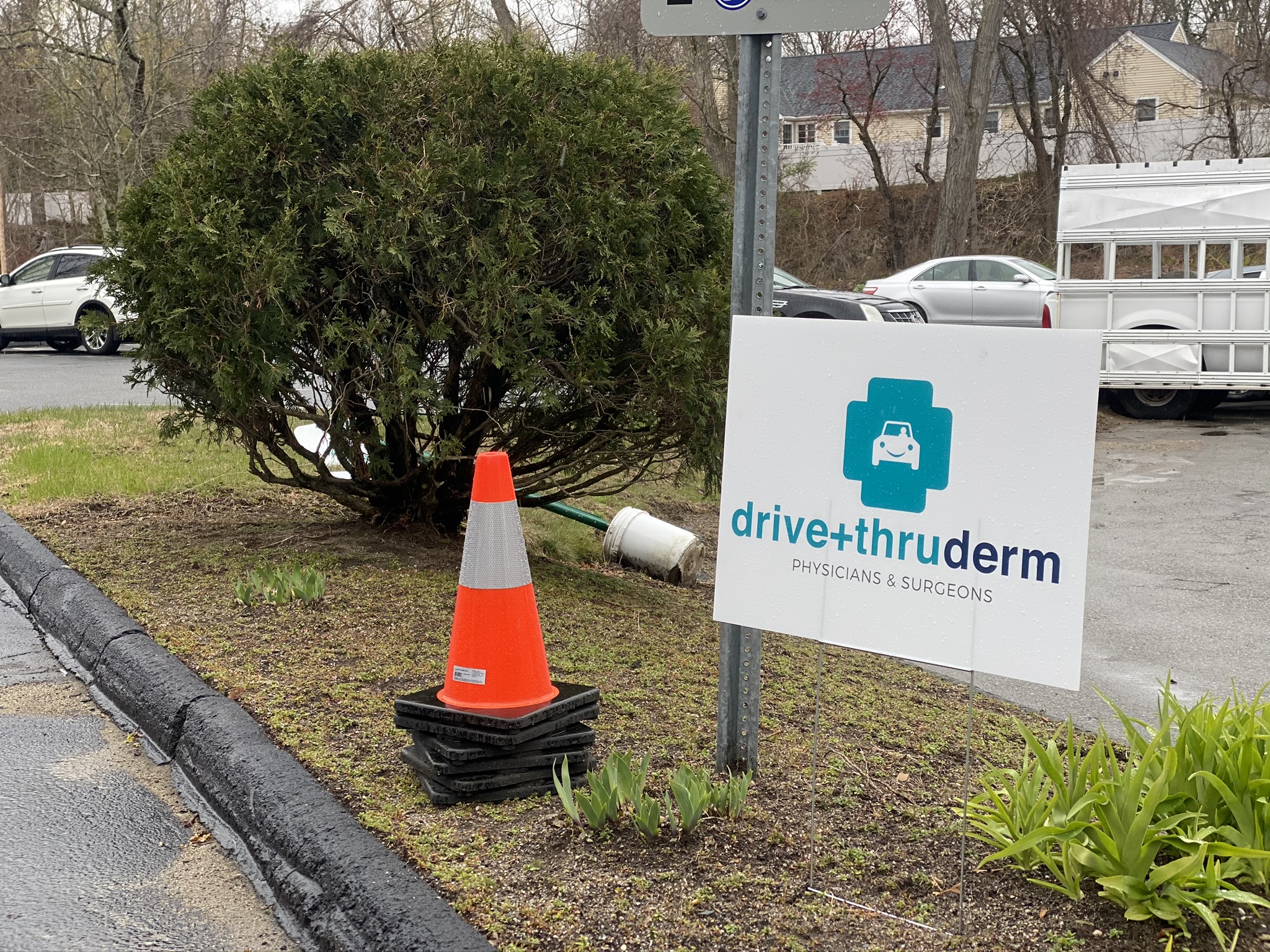 Dr. Raynham set up a drive-thru dermatology clinic