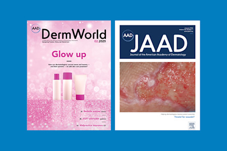 Cover images for DermWorld and JAAD.