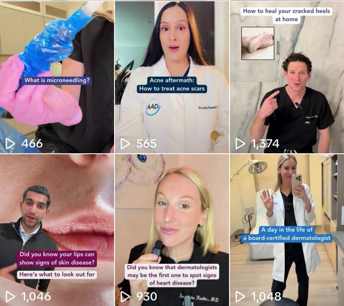 Image of social media posts to TikTok in February 2025 for Your Dermatologist Knows