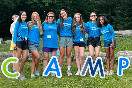 Christine Li (far left) and the other counselors at AAD Camp Discovery in Massachusetts.