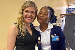 Dr. Slaught at Princess Marina Hospital with Principal Registered Nurse Malebogo Ralethaka.