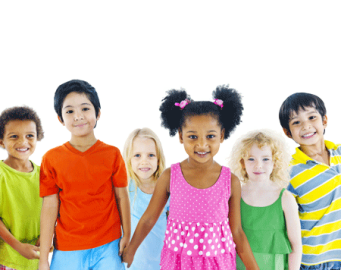 Group of diverse children holding hands