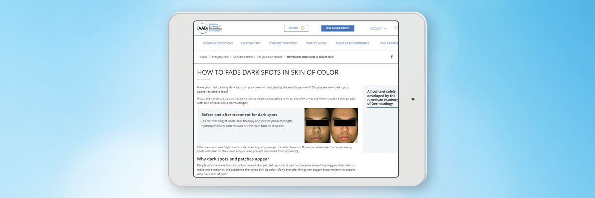 Illustration for Educating the public — New content positions dermatologists as the experts