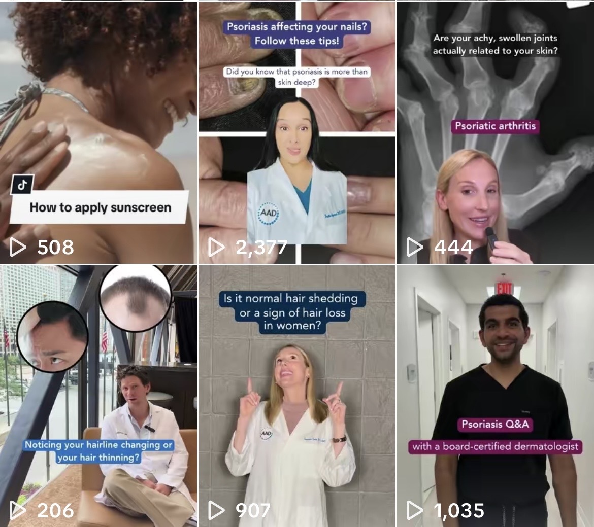 Image of social media posts for Your Dermatologist Knows on TikTok