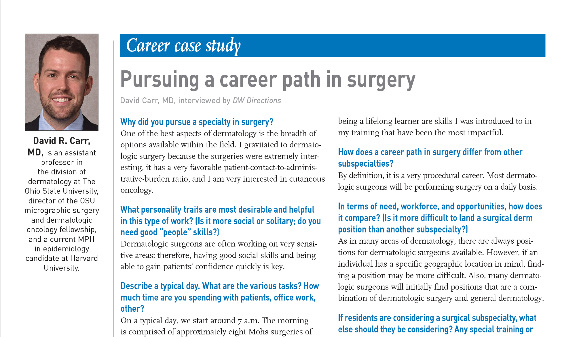 Card illustration of surgery career case study