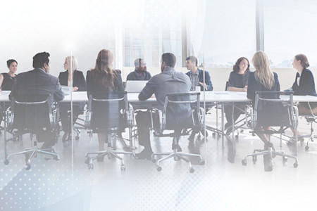 Card image of business people around a conference table