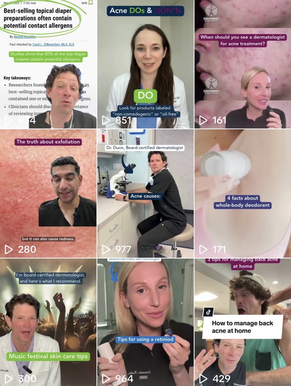Image of social media posts for Your Dermatologist Knows on TikTok