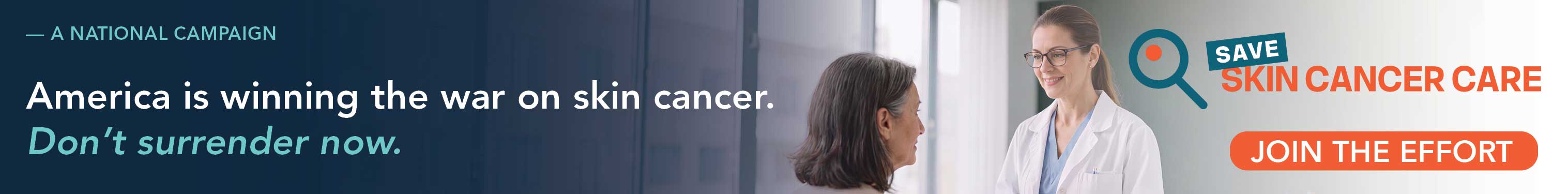Horizontal banner ad for Save Skin Cancer Care campaign
